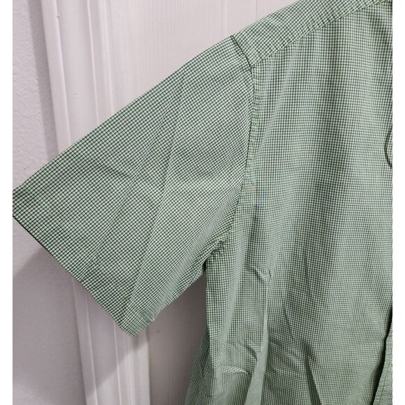 CHAPS Easy Care Green Check Plaid Short Sleeve Button Down Shirt Size Medium - Picture 4 of 9